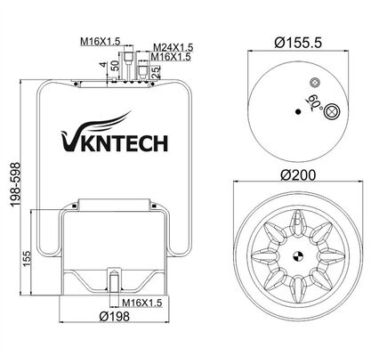 RESSORT PNEUMATIQUE POUR CAMION MERCEDES BENZ A 942.320.52.21 Contitech 4390NP23 REMPLACÉ PAR VKNTECH 1K4123 MERCEDES BENZ A 942.320.52.21 Contitech 4390NP23