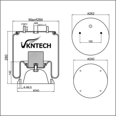 RESSORT PNEUMATIQUE DE REMORQUE SAF 2618V 3.229.0029.00 3.229.2129.01 3.229.2229.02 3.229.2429.01 Contitech 4022NP03 REMPLACER PAR VKNTECH 1K6367