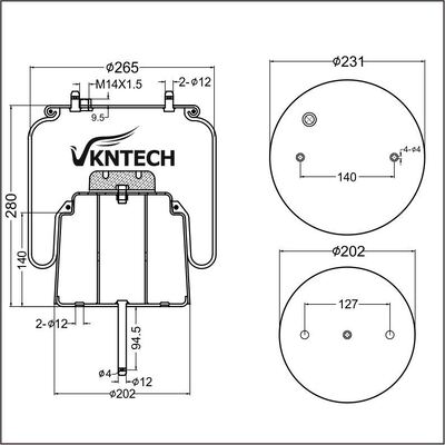 AIR SPRING SCANIA 1440305 492680 Goodyear 556028561 Phoenix 1DF20A-2 Remplacement par VKNTECH 1K6305