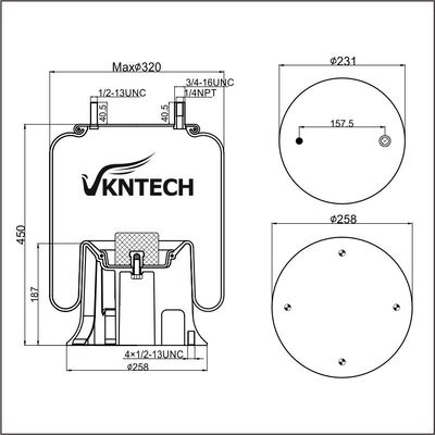 RESSORT PNEUMATIQUE HENDRICKSON NS 501304 WATSON&CHALIN AS-0036 TRIANGLE 8361 6373 Firestone W01-358-9321 1T15M-11 Goodyear 1R12-256 REMPLACER PAR VKNTECH 1K9321