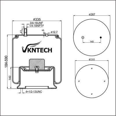 REMORQUE AIR SPRING NEWAY 90557163 Contitech 11 10.5-19 A 508 Firestone W01-358-8779 1T19L-9 remplacé par VKNTECH 1K8779